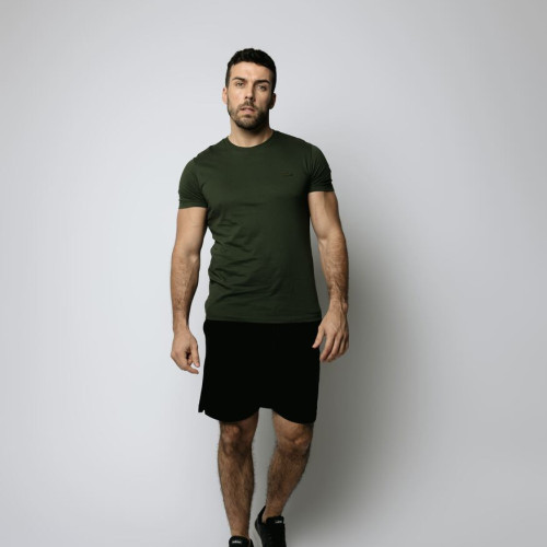 REMERA LACOSTE CUELLO REDONDO PARIS VERDE OSCURO