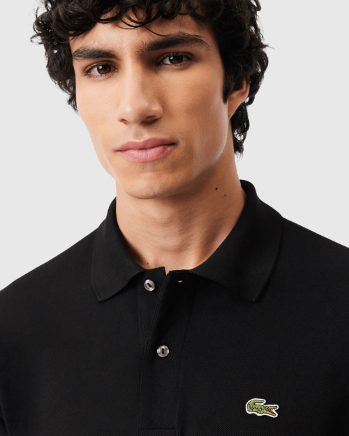 REMERA CUELLO POLO LACOSTE NEGRA