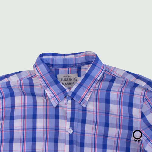 CAMISA LIBERATO BASICS MANGAS CORTAS CUADROS AZULES