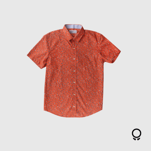 CAMISA LIBERATO BASICS MC NARANJA CON FLORCITA