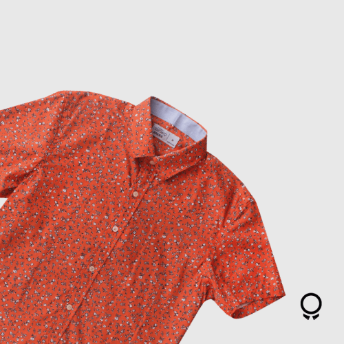 CAMISA LIBERATO BASICS MC NARANJA CON FLORCITA