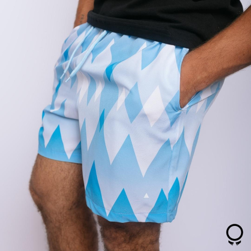 SHORT DE BAÑO LIBERATO BASICS FIGURAS GEOMETRICAS  CELESTE
