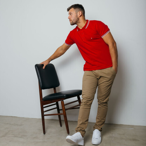 REMERA POLO LIBERATO BASICS ROJA DETALLE BLANCO