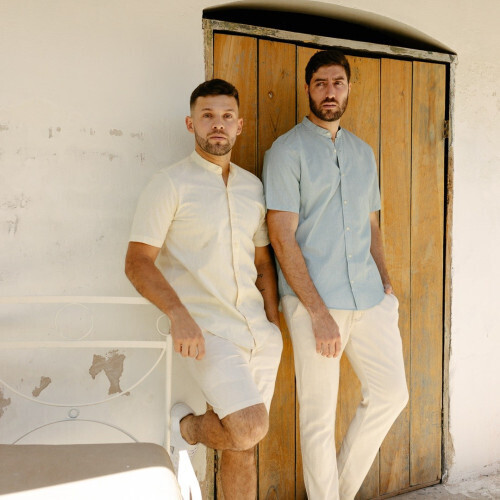 CAMISA LIBERATO BASICS MAO MANGAS CORTAS RAYITAS VERDES