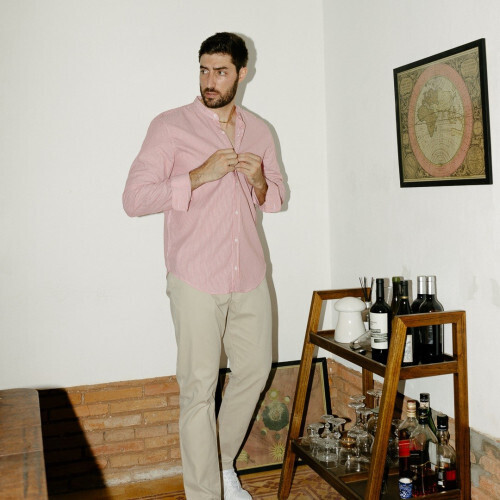 CAMISA LIBERATO BASICS MAO MANGAS LARGAS RAYAS ROJAS