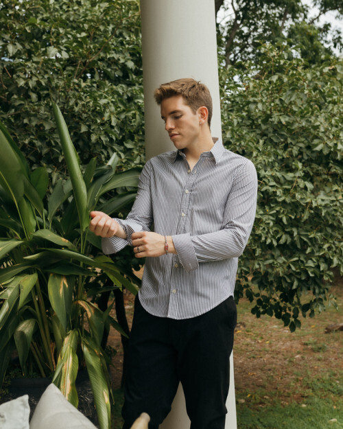 CAMISA LIBERATO BSICS MANGAS LARGAS BLANCA RAYAS NEGRAS