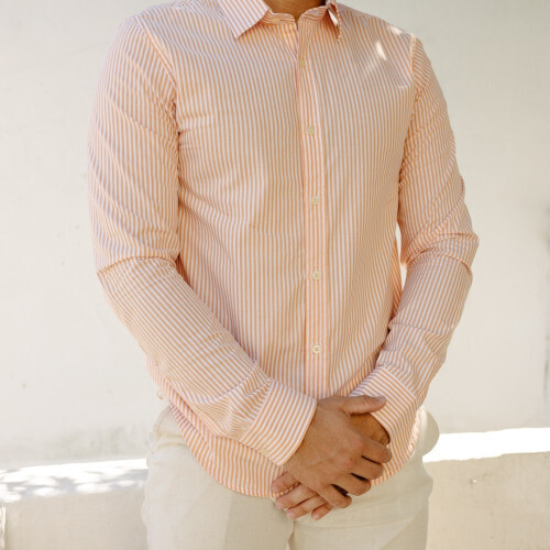 CAMISA LIBERATO BASICS MANGAS LARGAS BLANCA RAYAS NARANJAS