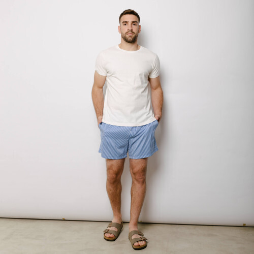 SHORT DE BAÑO LIBERATO BASICS RAYAS AZUL