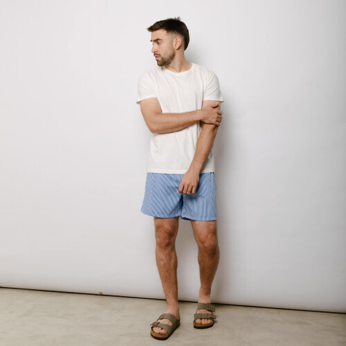 SHORT DE BAÑO LIBERATO BASICS RAYAS AZUL