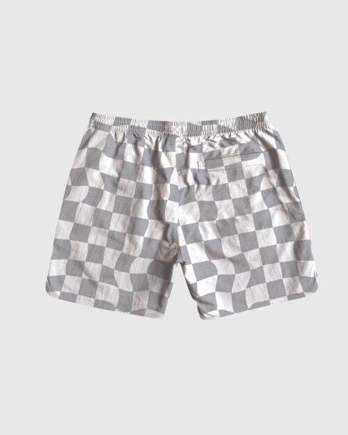 SHORT DE BAÑO LIBERATO BASICS GRIS CON CUADRITOS