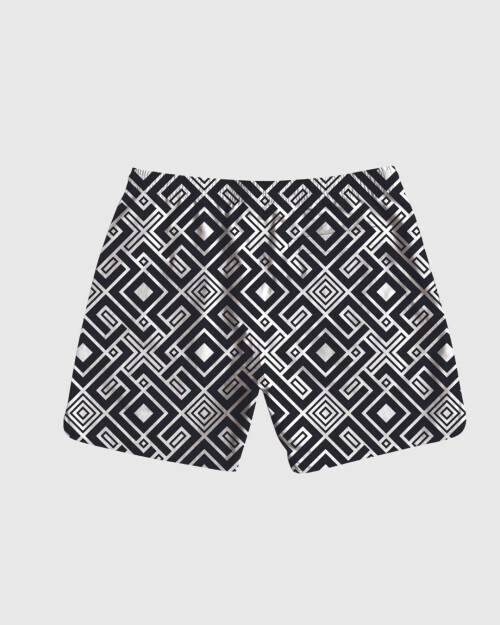 SHORT DE BAÑO LIBERATO BASICS NEGRO FORMAS BLANCAS
