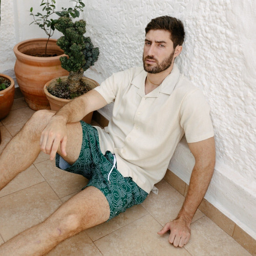 SHORT DE BAÑO LIBERATO BASICS NEGRO ROMBOS BLANCO