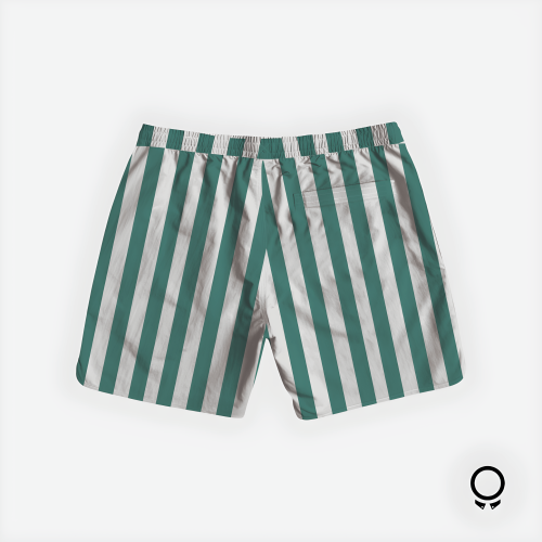 SHORT DE BAÑO LIBERATO BASICS BLANCO CELESTE RAYAS VERDES