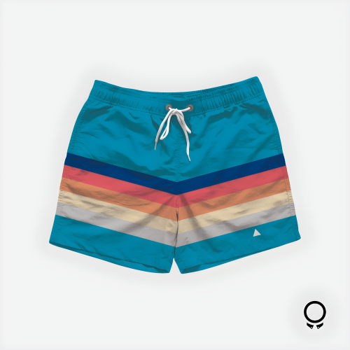 SHORT DE BAÑO LIBERATO BASICS CELESTE RAYAS COLORES