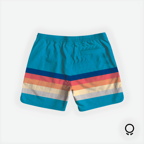 SHORT DE BAÑO LIBERATO BASICS CELESTE RAYAS COLORES