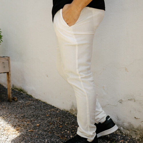 PANTALON CHINO LIBERATO BASICS DE LINO BLANCO