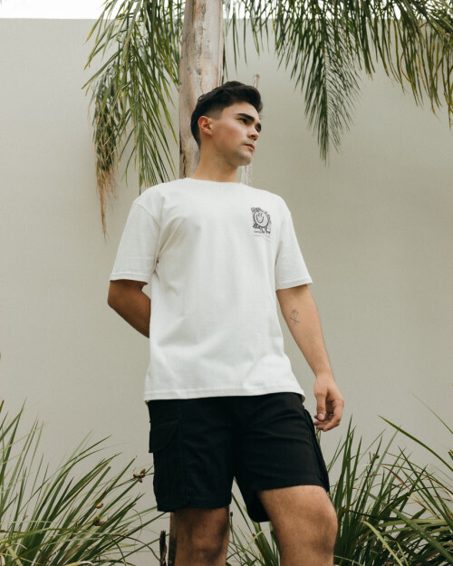 REMERA LIBERATO BASICS OVERSIZE PREMIUM 250GSM MARFIL GIVE LOVE BACK