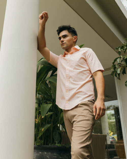 CAMISA LIBERATO BASICS MANGAS CORTAS RAYAS NARANJAS