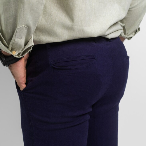 PANTALON DE LINO LIBERATO BASICS AZUL MARINO