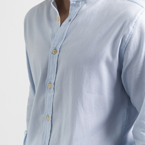 CAMISA LIBERATO BASICS MAO MANGAS LARGAS RAYAS CELESTE
