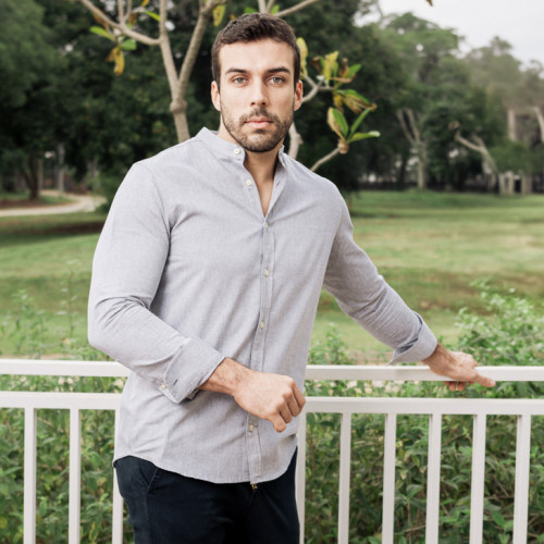 CAMISA LIBERATO BASICS MAO MANGAS LARGAS GRIS JASPEADA