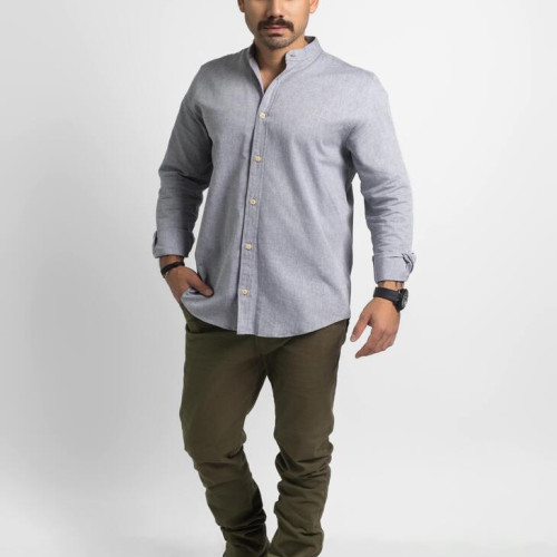 CAMISA LIBERATO BASICS MAO MANGAS LARGAS GRIS JASPEADA