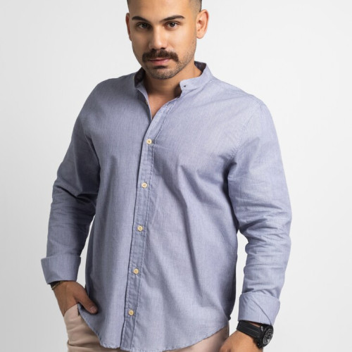 CAMISA LIBERATO BASICS MAO MANGAS LARGAS RAYAS AZULES