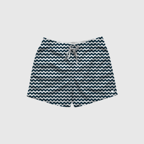SHORT DE BAÑO LIBERATO BLANCO CON  LINEAS ZIGZAG AZULES
