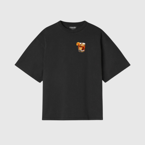 REMERA LIBERATO REGULAR FIT NEGRA OLD FASHIONED