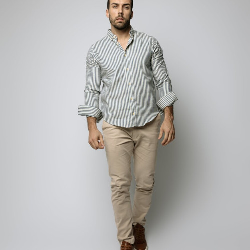 CAMISA LIBERATO MANGAS LARGAS RAYADA DE LINO CELESTE