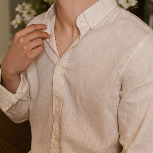 CAMISA LIBERATO MANGAS LARGAS DE LINO BEIGE