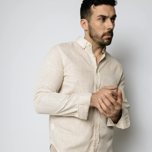 CAMISA LIBERATO MANGAS LARGAS DE LINO BEIGE
