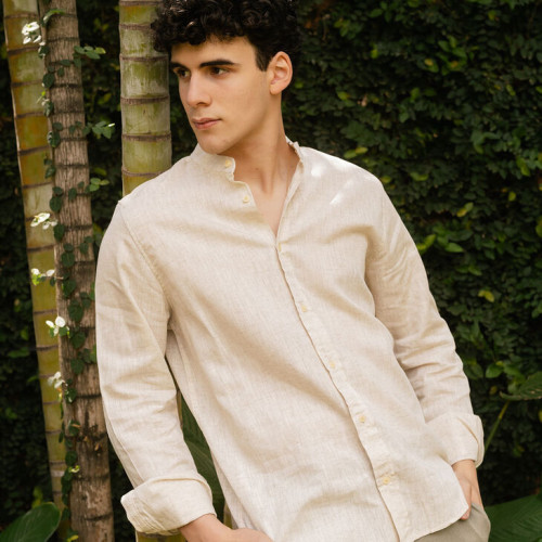 CAMISA LIBERATO MAO MANGAS DE LINO BEIGE