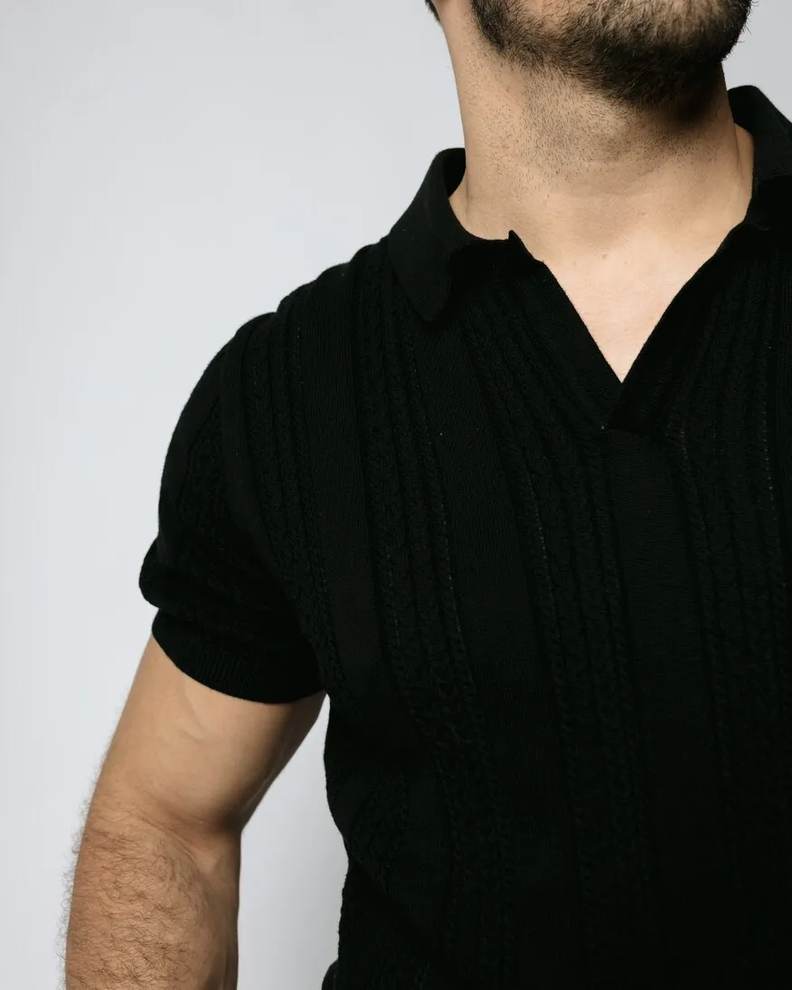 REMERA ABERCROMBIE JOHNNY COLLAR NEGRA