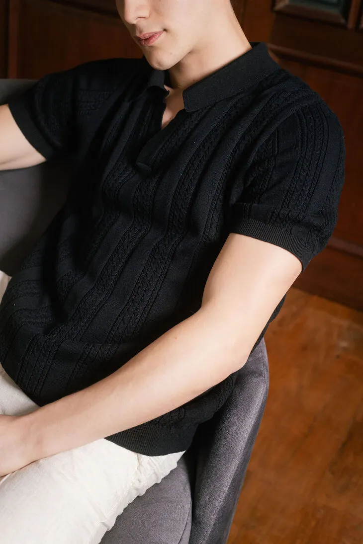 REMERA ABERCROMBIE JOHNNY COLLAR NEGRA