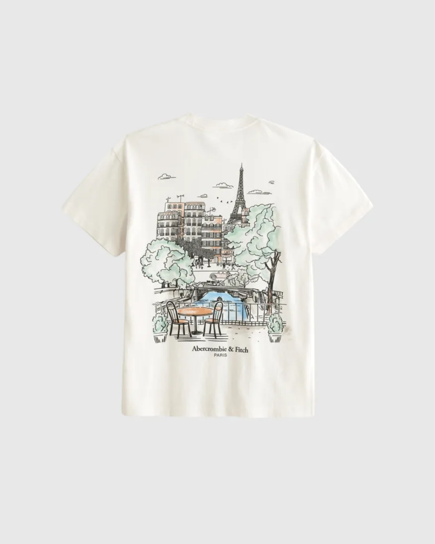 REMERA ABERCROMBIE BLANCA PARIS LANDSCAPE