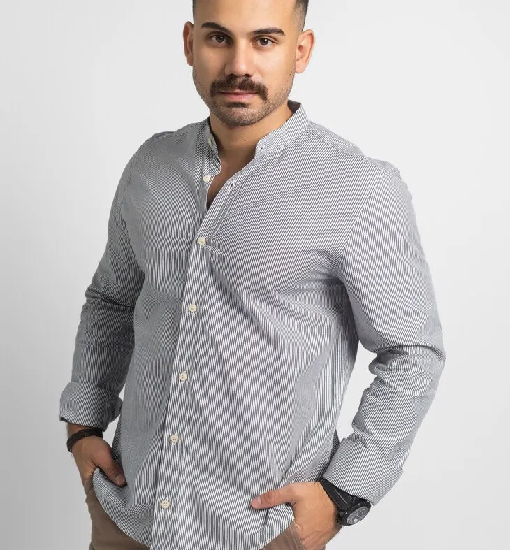 CAMISA LIBERATO BASICS MAO MANGAS LARGAS RAYAS NEGRAS
