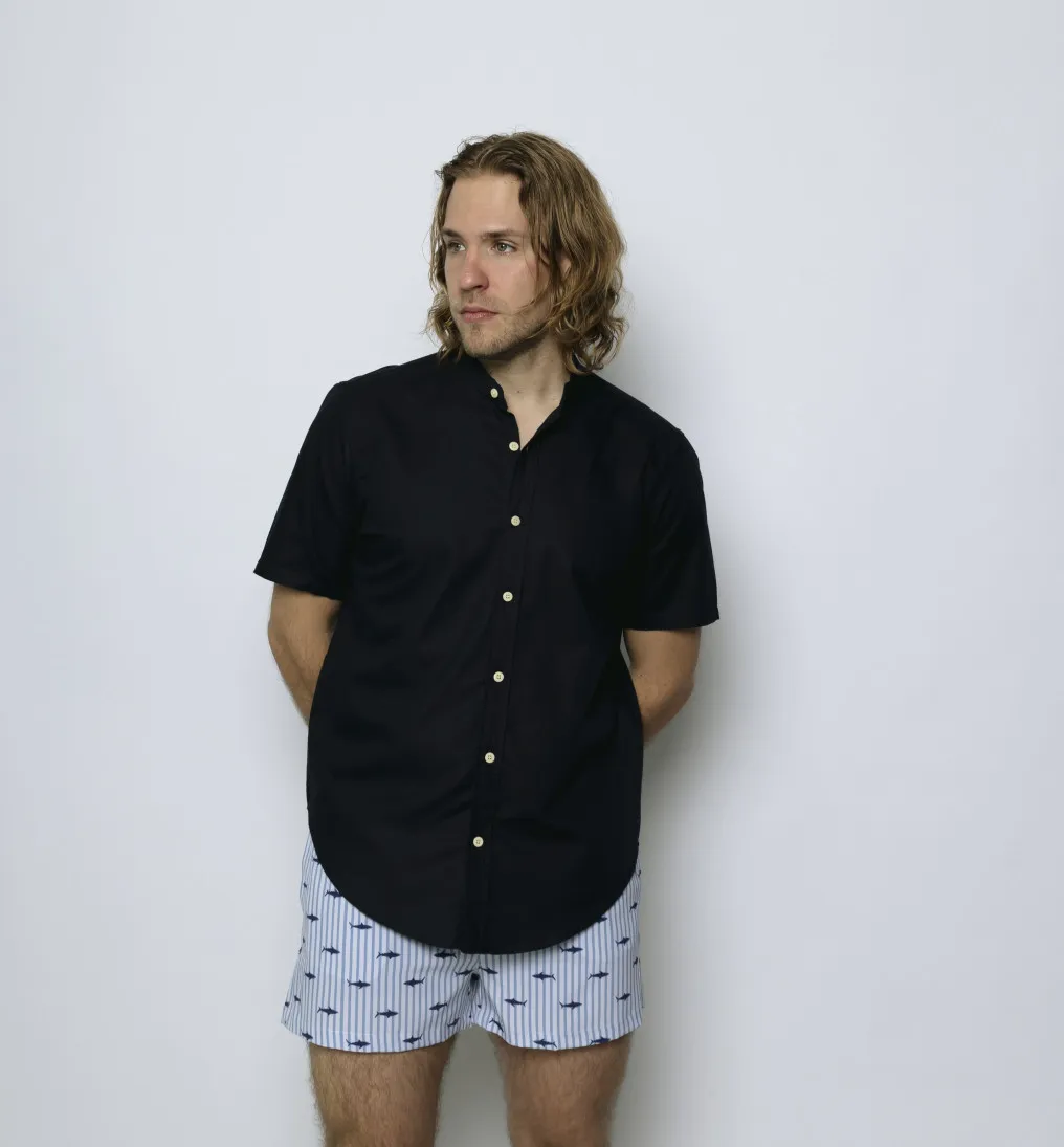 CAMISA LIBERATO CUELLO MAO MANGAS CORTAS AZUL MARINO