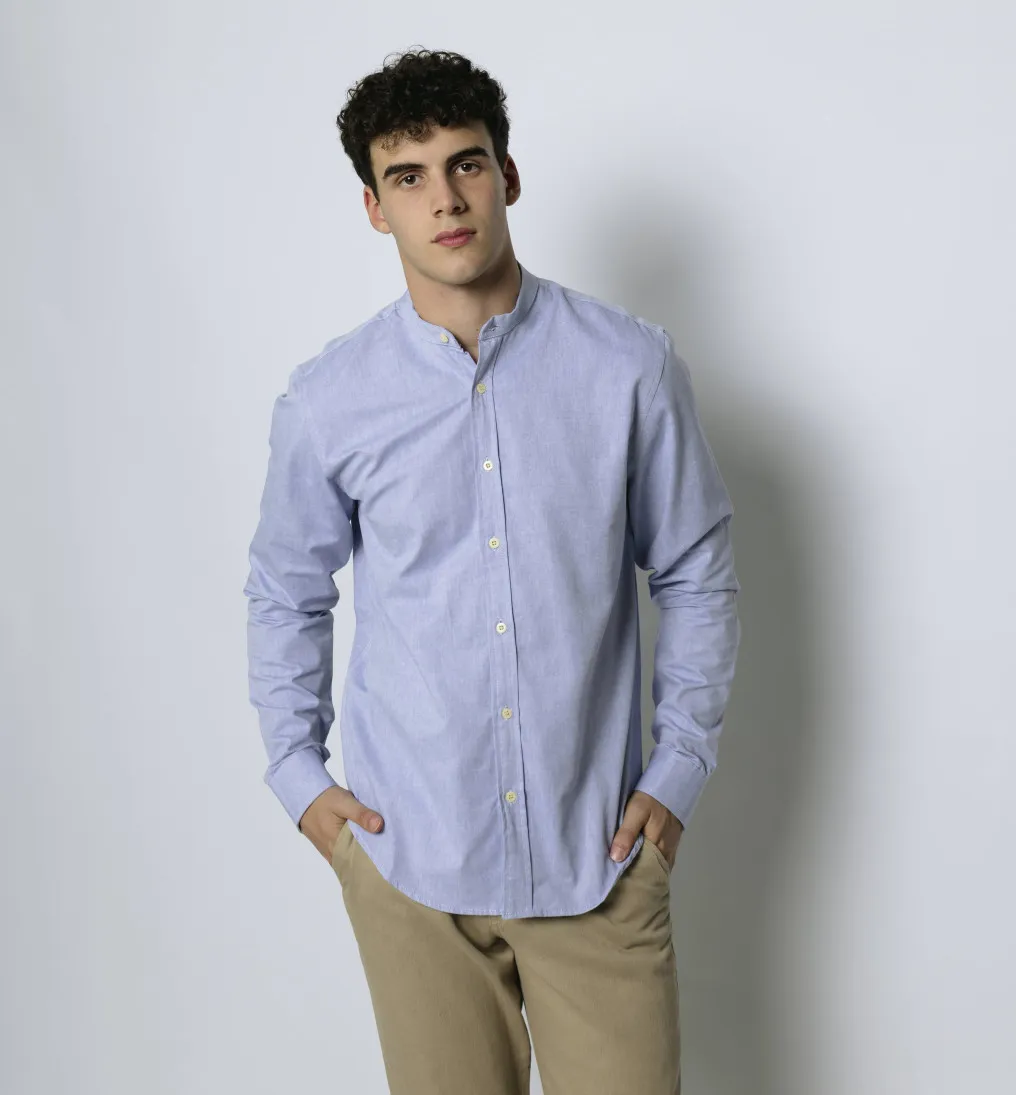 CAMISA LIBERATO CUELLO MAO MANGAS LARGAS CELESTE