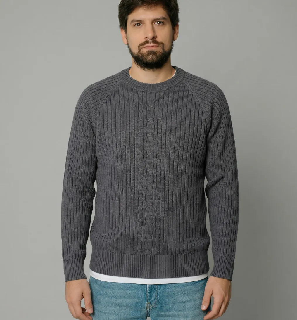 SWEATER LIBERATO CUELLO REDONDO GRIS OSCURO