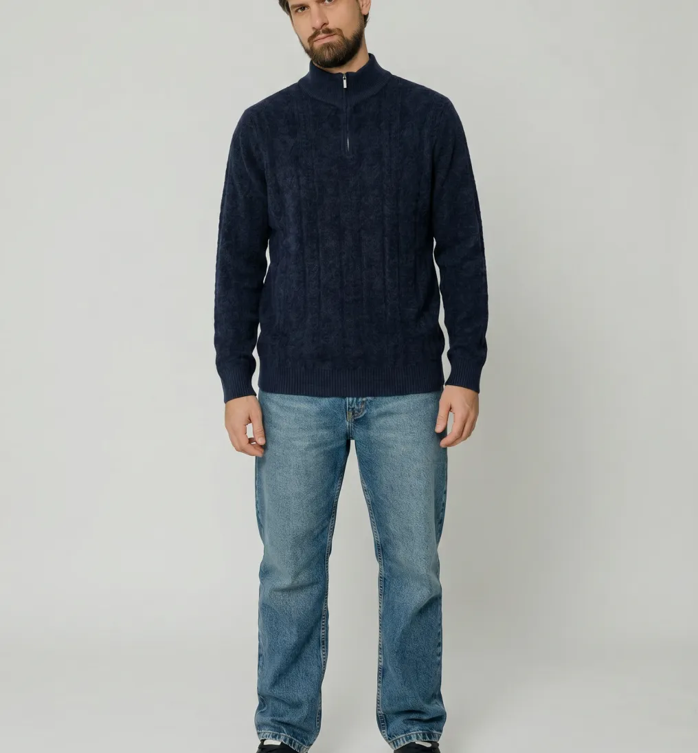 SWEATER LIBERATO MEDIO CIERRE NEGRO