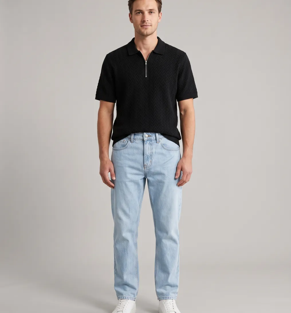 REMERA ABERCROMBIE POLO CON CIERRE NEGRA