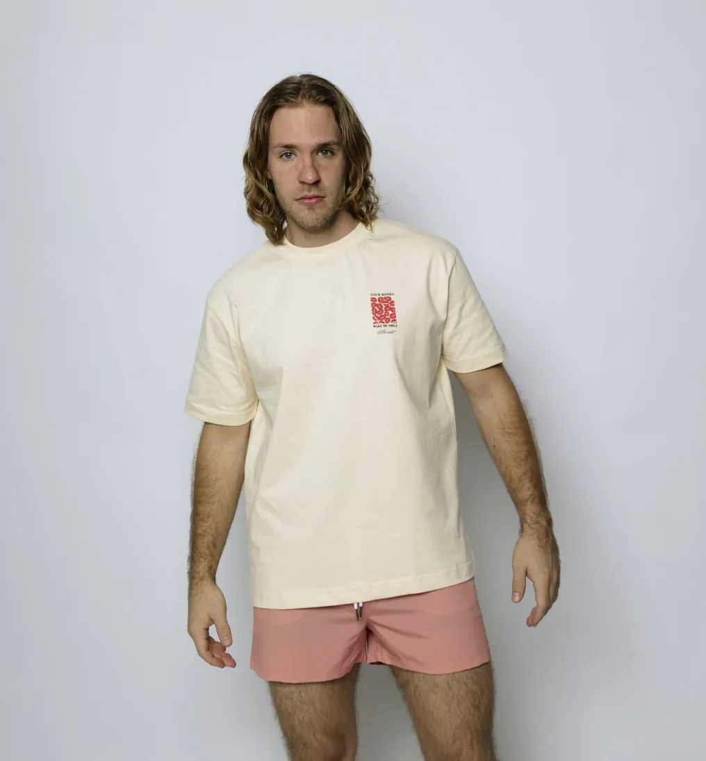 REMERA LIBERATO PREMIUM 250GSM OVERSIZE BEIGE YOUR KISSES MAKE ME SMILE