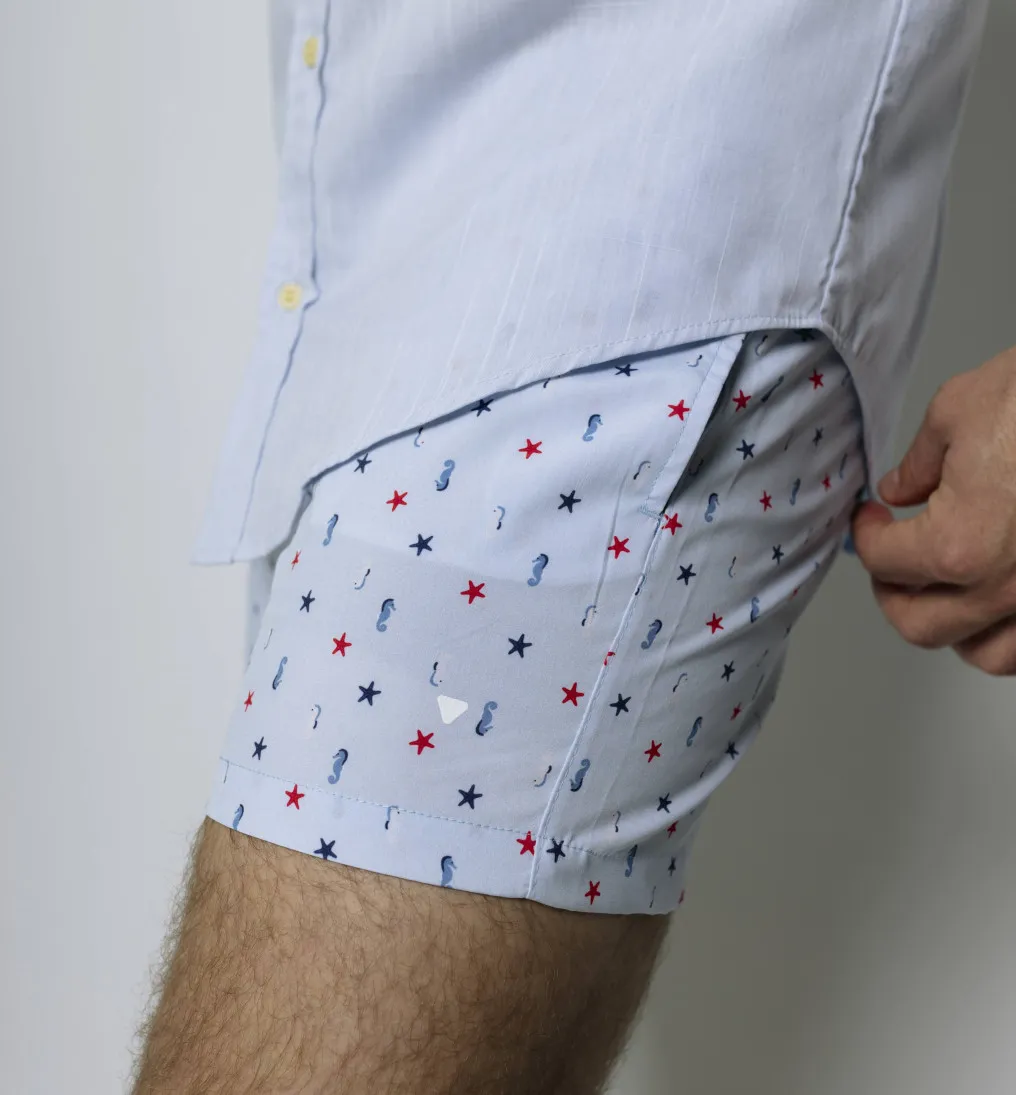 SHORT DE BAÑO LIBERATO CELESTE ESTRELLA DE MAR