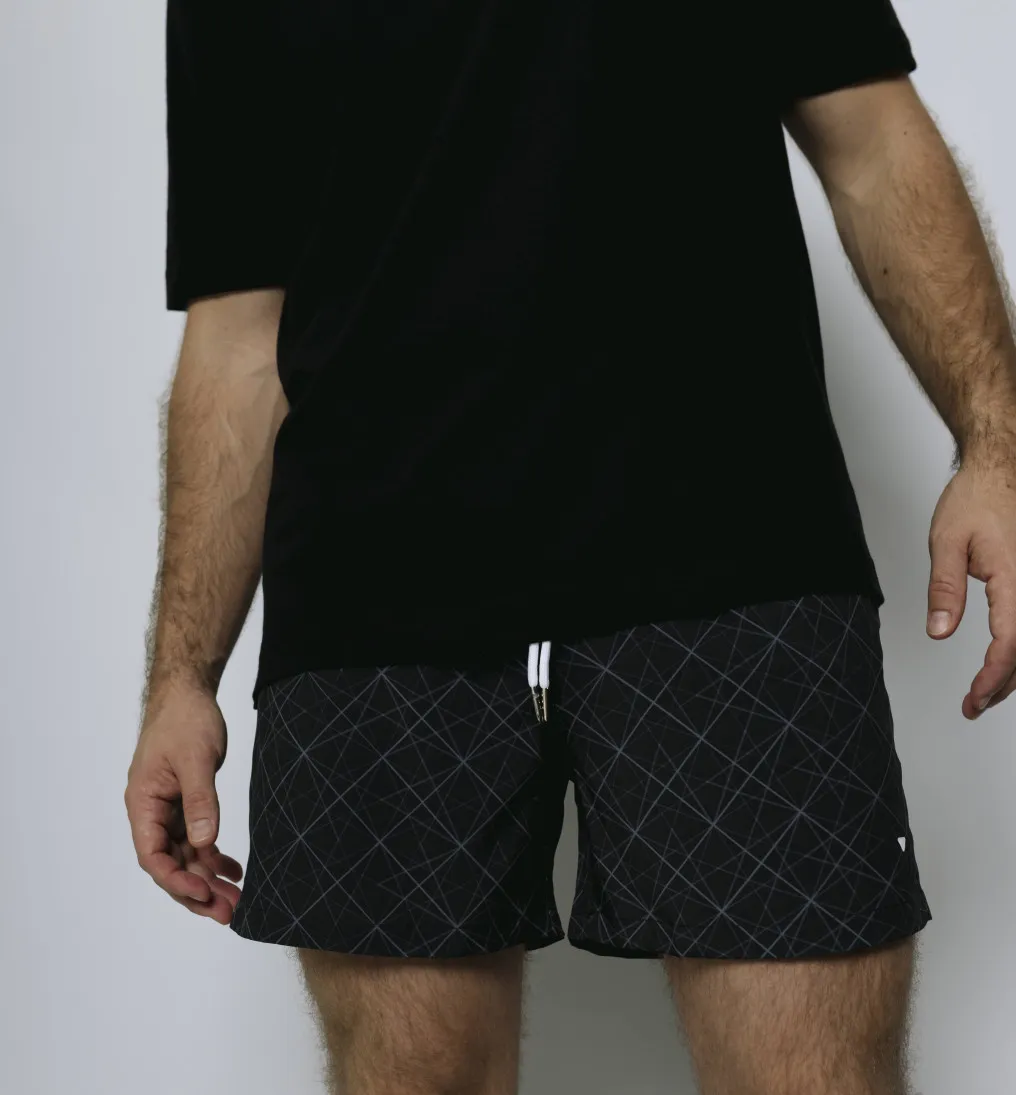 SHORT DE BAÑO LIBERATO GRIS OSCURO GEOMETRICO