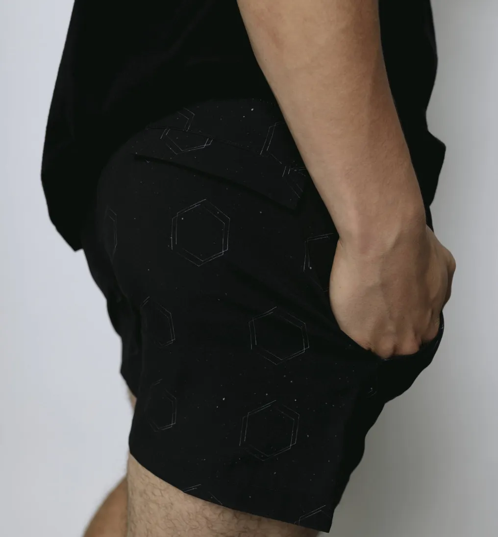 SHORT DE BAÑO LIBERATO NEGRO FIGURAS GEOMETRICAS