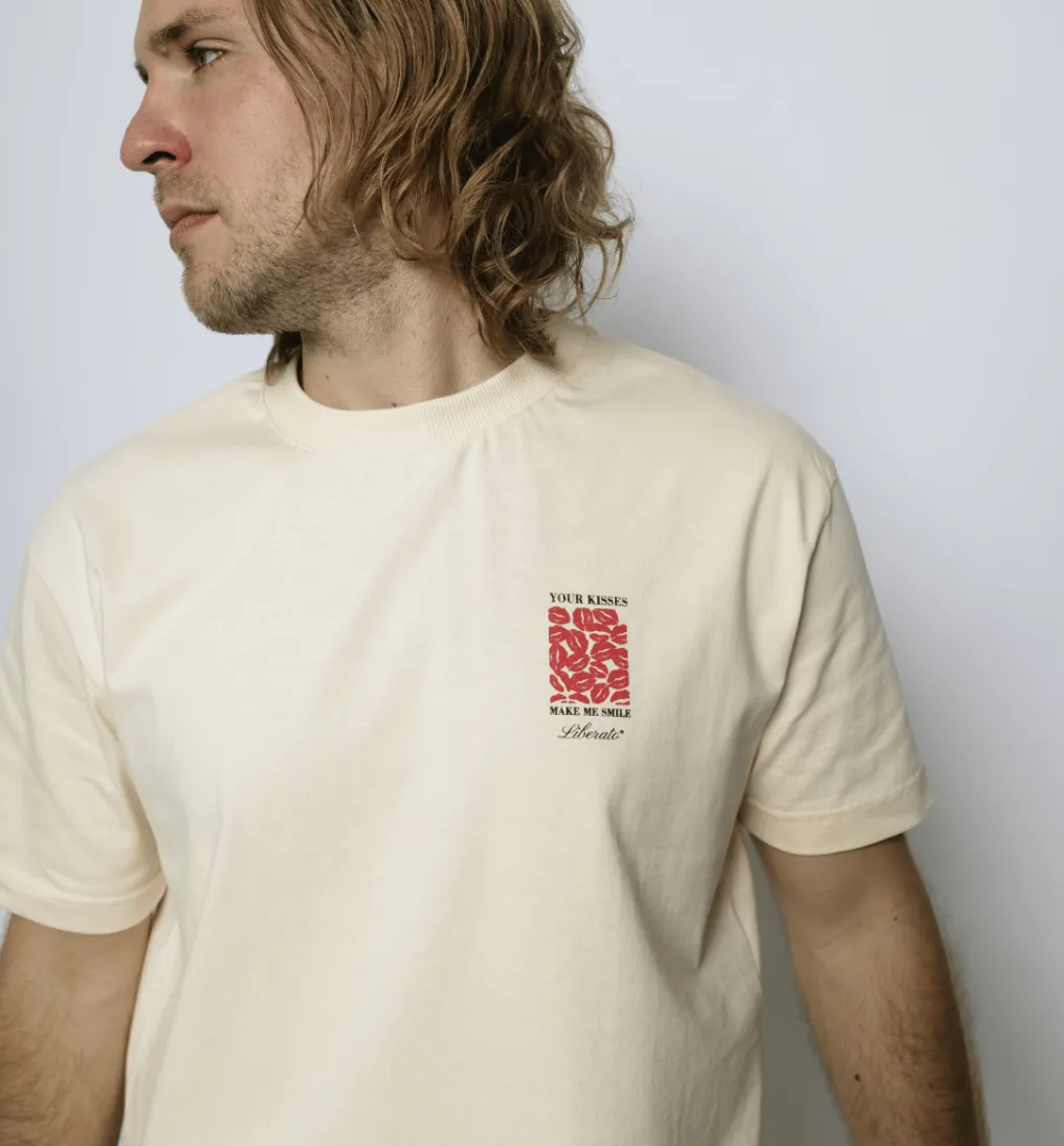 REMERA LIBERATO PREMIUM 250GSM OVERSIZE BEIGE YOUR KISSES MAKE ME SMILE