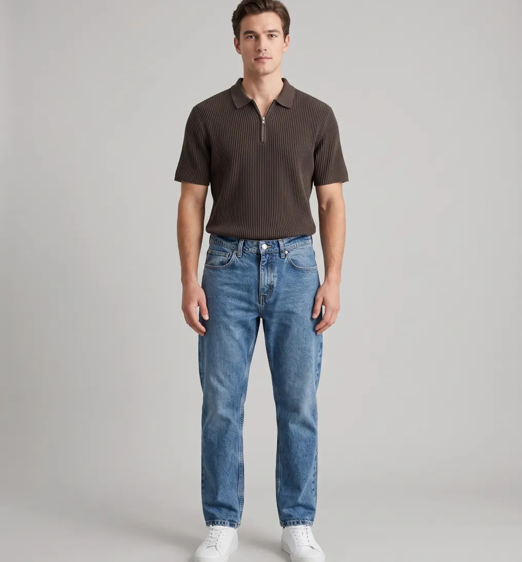 REMERA ABERCROMBIE CON CIERRE MARRON