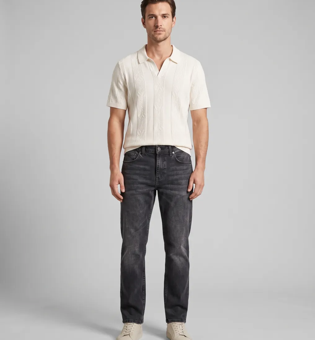 REMERA ABERCROMBIE JOHNNY COLLAR MARFIL