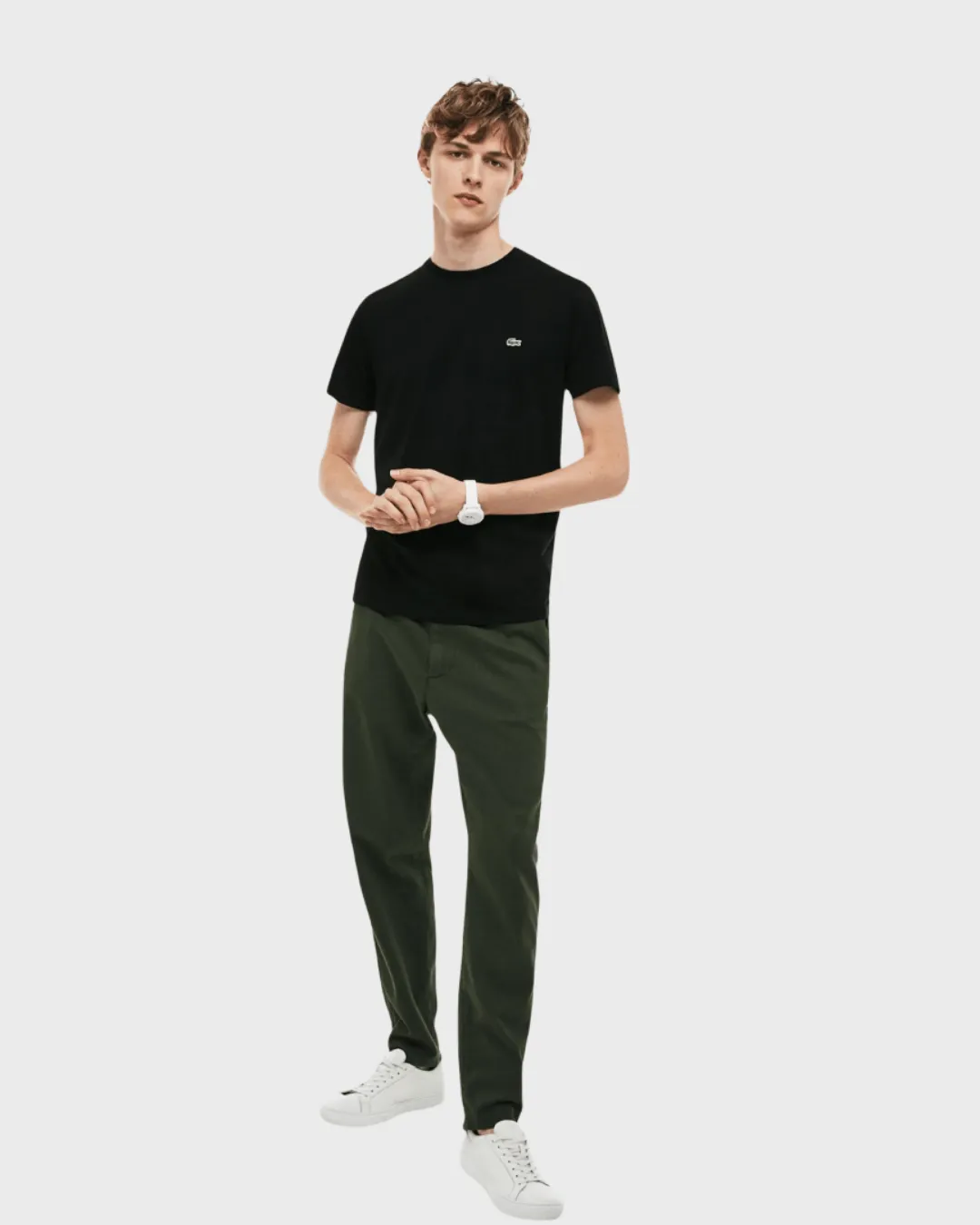 REMERA CUELLO REDONDO LACOSTE NEGRA